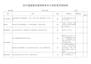 医疗健康服务集团财务审计部质量考核标准.docx