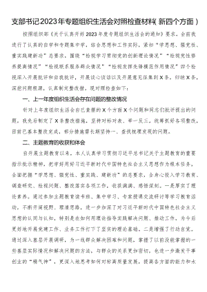 支部书记2023年专题组织生活会对照检查材料（新四个方面）.docx