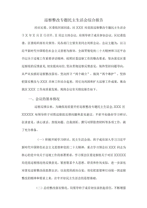巡察整改专题民主生活会综合报告.docx