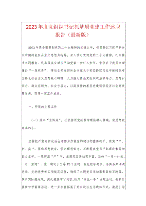 2023年度党组织书记抓基层党建工作述职报告（最新版）.docx