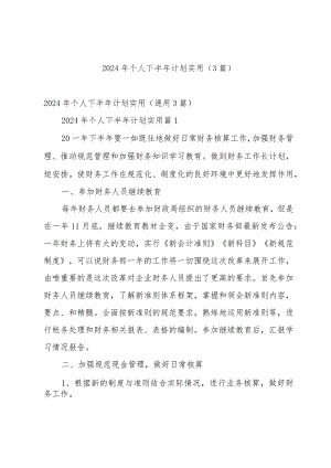 2024年个人下半年计划实用（3篇）.docx