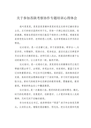 关于参加苏陕考察协作专题培训心得体会.docx