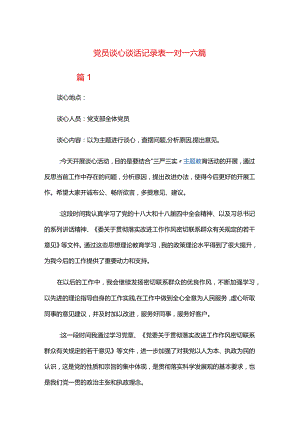 党员谈心谈话记录表一对一六篇.docx
