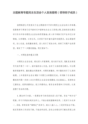 主题教育专题民主生活会个人发言提纲（领导班子成员）.docx