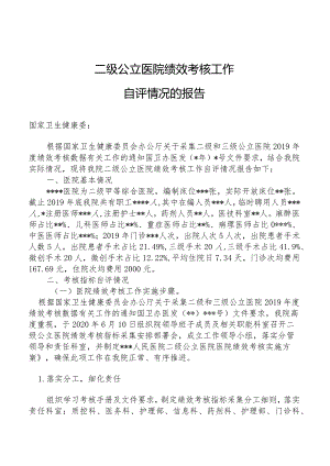 人民医院关于报送二级公立医院绩效考核工作自评情况的报告.docx