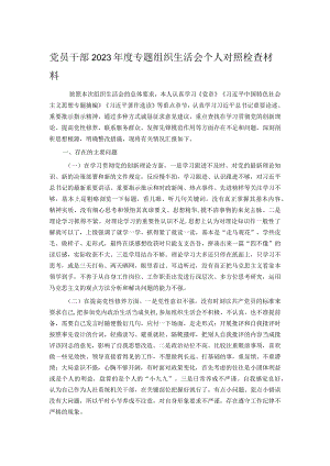 党员干部2023年度专题组织生活会个人对照检查材料.docx