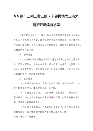 XX镇“三问三看三解”干部民情大走访大调研活动实施方案.docx