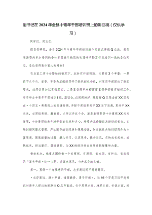 副书记在2024年全县中青年干部培训班上的讲话稿.docx