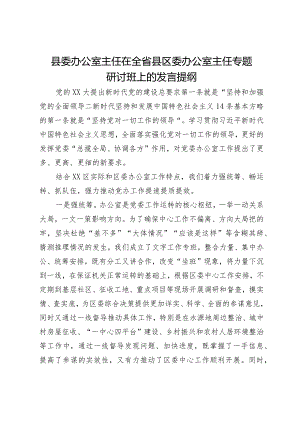 县委办公室主任在全省县区委办公室主任专题研讨班上的发言提纲.docx