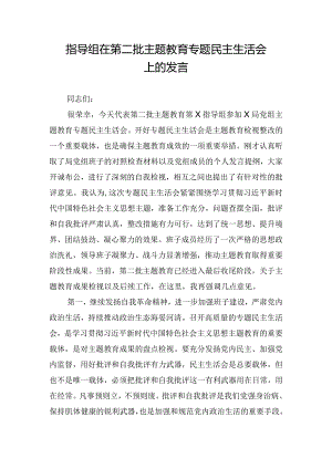 指导组在第二批主题教育专题民主生活会上的发言.docx