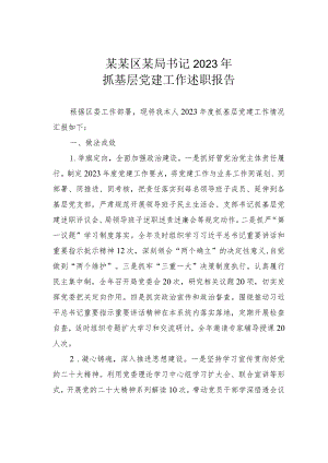 某某区某局书记2023年抓基层党建工作述职报告.docx