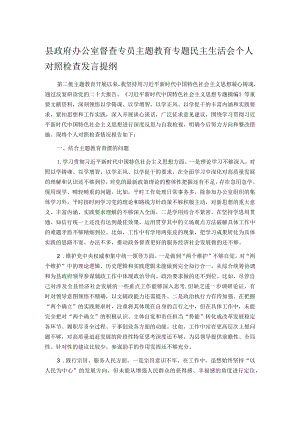 县政府办公室督查专员主题教育专题民主生活会个人对照检查发言提纲.docx