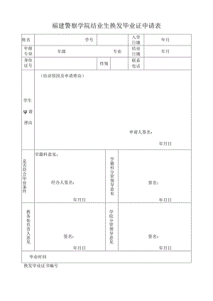 福建警察学院结业生换发毕业证申请表.docx