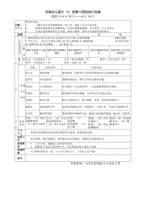河海幼儿园大5班第十周活动计划表.docx