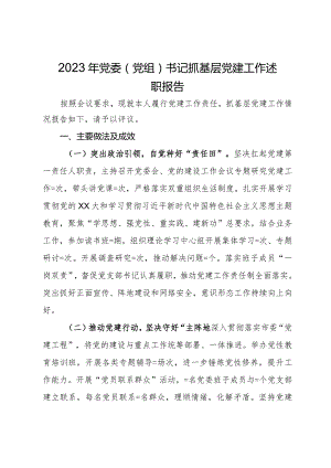 2023年党委（党组）书记抓基层党建工作述职报告.docx