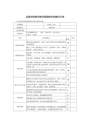 设备学院青年教师课堂教学竞赛评分表.docx