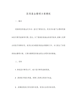 医保基金整顿方案模板.docx
