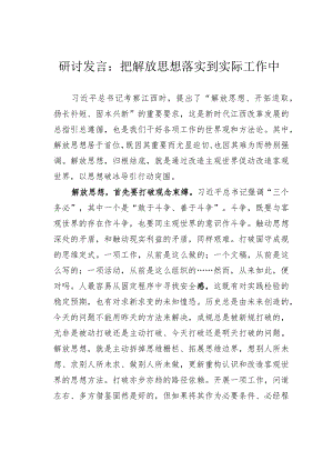 研讨发言：把解放思想落实到实际工作中.docx
