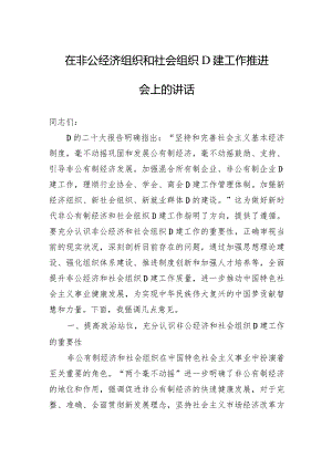 在非公经济组织和社会组织党建工作推进会上的讲话.docx