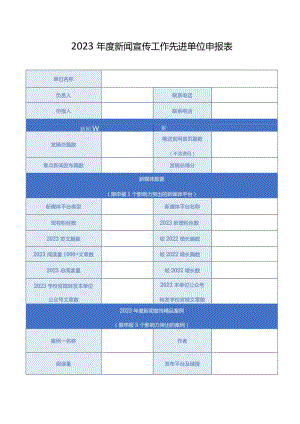 2023年度新闻宣传工作先进单位申报表.docx