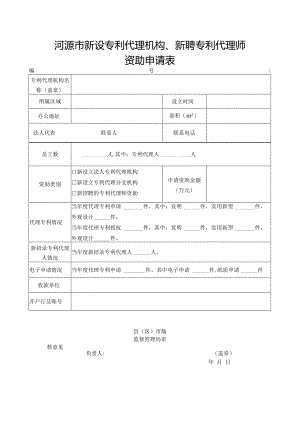 河源市新设专利代理机构、新聘专利代理师资助申请表.docx