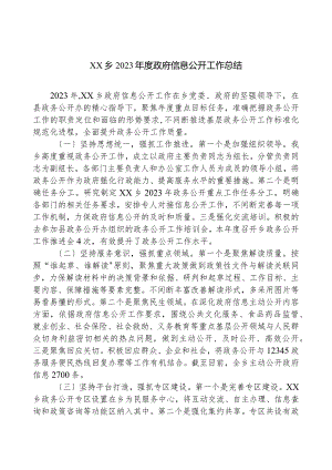 XX乡2023年度政府信息公开工作总结.docx
