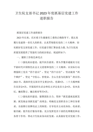 卫生院支部书记2023年度抓基层党建工作述职报告.docx