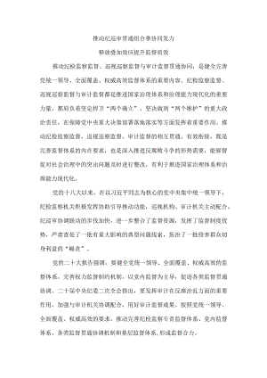 推动纪巡审贯通组合拳协同发力 释放叠加效应提升监督质效.docx