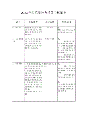 2023年医院质控办绩效考核细则.docx