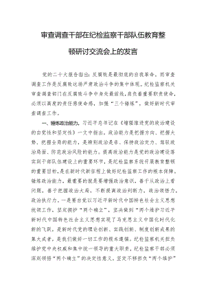审查调查干部在纪检监察干部队伍教育整顿研讨交流会上的发言.docx