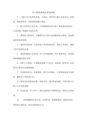初入职场需要注意的问题.docx