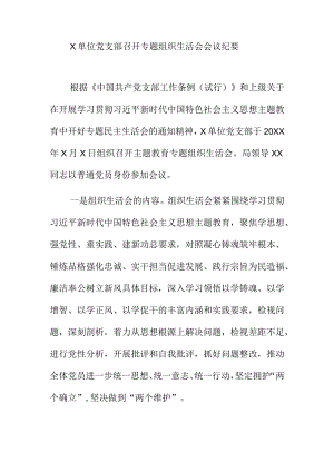 X单位党支部召开专题组织生活会会议纪要.docx
