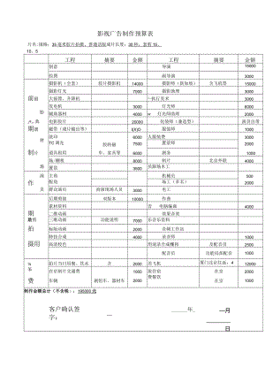 影视广告预算明细表.docx