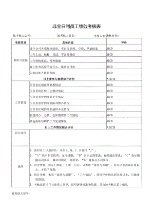 非全日制员工绩效考核表.docx