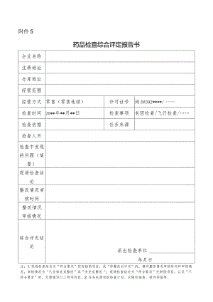 药品检查综合评定报告书.docx