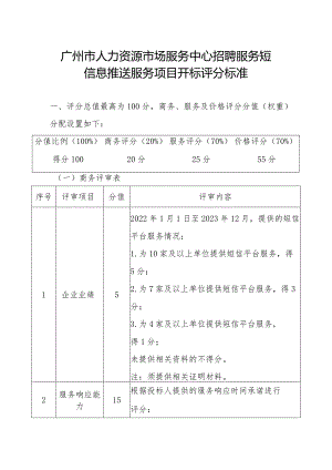 广州市人力资源市场服务中心招聘服务短信息推送服务项目开标评分标准.docx