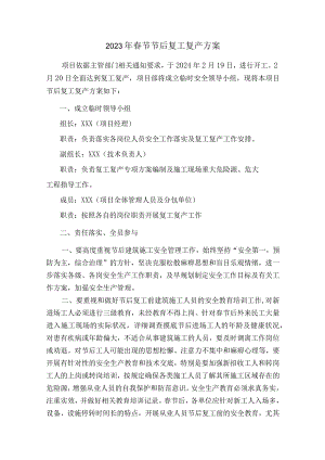 2024年建筑施工项目《春节节后》复工复产方案 （合计5份）.docx