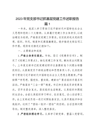 2023年党支部书记抓基层党建工作述职报告2篇.docx