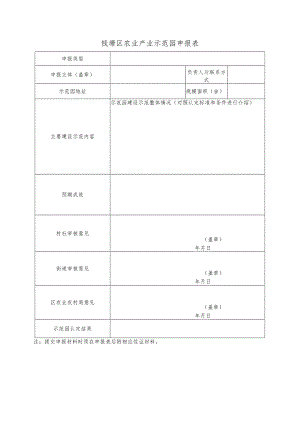 钱塘区农业产业示范园申报表.docx