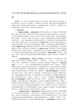 关于电子商务进农村综合示范县项目深化改革工作总结.docx