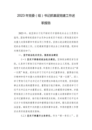 2023年党委（组）书记抓基层党建工作述职报告.docx