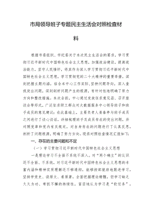 市局领导班子专题民主生活会对照检查材料.docx