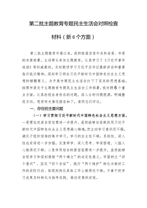 第二批主题教育专题民主生活会对照检查材料（新6个方面）.docx
