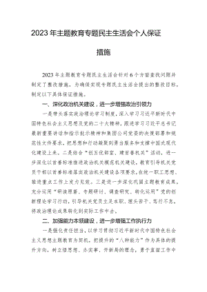 2023年主题教育专题民主生活会个人保证措施.docx