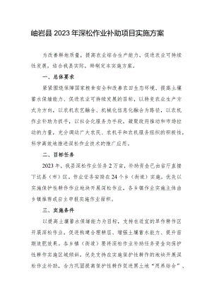 岫岩县2023年深松作业补助项目实施方案.docx