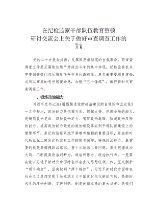 在纪检监察干部队伍教育整顿研讨交流会上关于做好审查调查工作的发言.docx