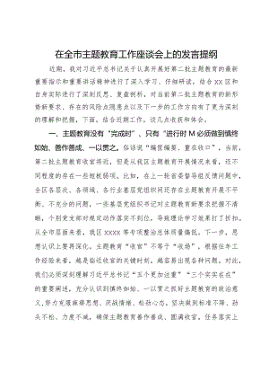 在全市主题教育工作座谈会上的发言提纲.docx