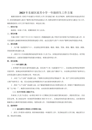 2023年东丽区流芳小学一年级招生工作方案.docx