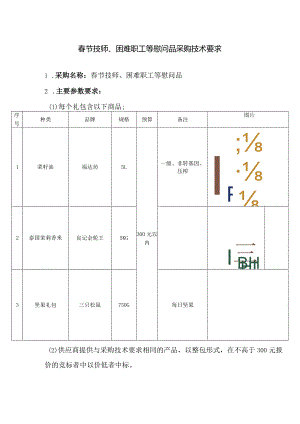 春节技师、困难职工等慰问品采购技术要求.docx