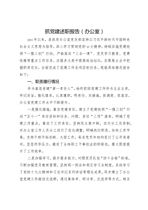 县政府办公室党支部书记2023年抓党建述职报告.docx